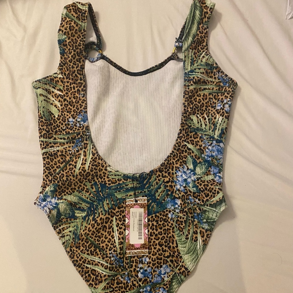 Tropical crinkle ring swimsuit